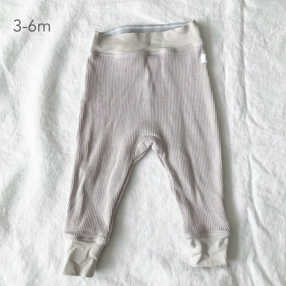 🪴5/$30 Loulou Lollipop 3-6 Months Baby Waffle Knit Grey Pants Spring Neutral